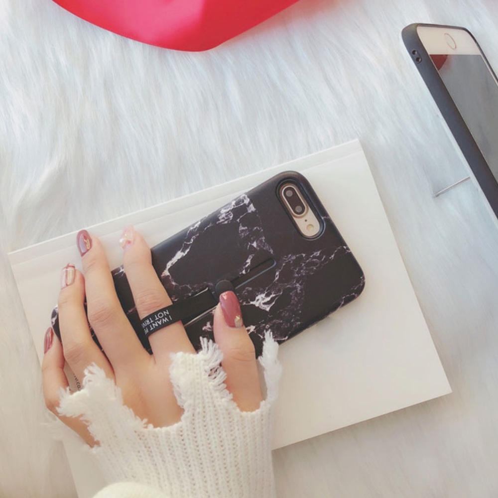 iPhone 7/8/Plus/X/XS/Max/XR Marble Loop Ring Case - Picture 4 of 8